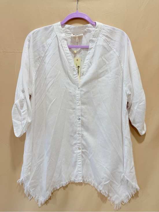 Hester & Orchard Tops - NWT Hester & Orchard 100% Tencel White Frayed Hem Tunic Blouse Medium Coastal Bo